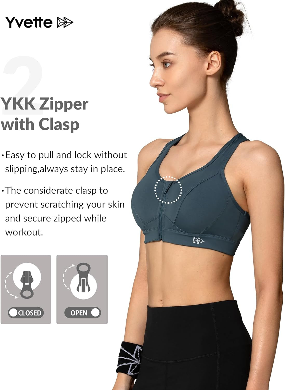 Zip Front High Impact Sports Bra for Large Bust