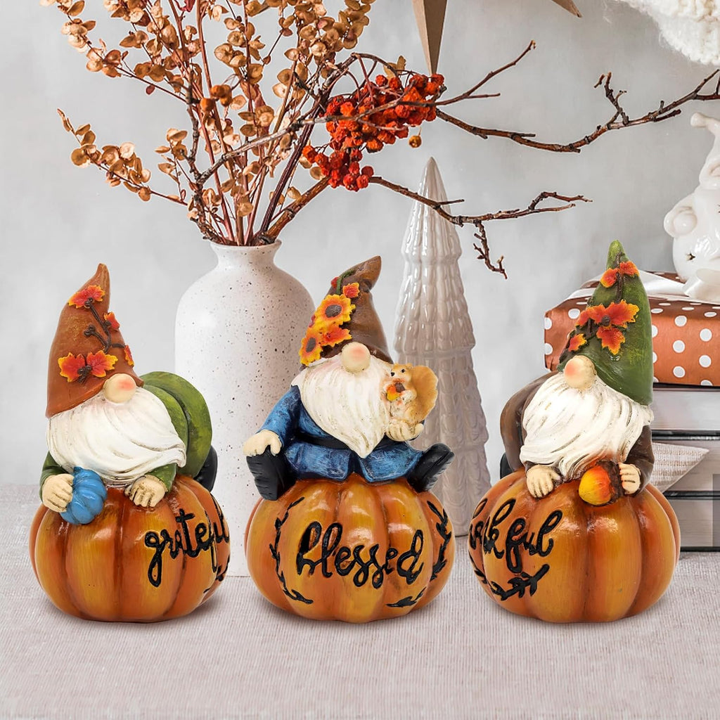 Thanksgiving Gnomes Fall Decorations for Home, Fall Gnomes Resin Pumpkin Figurine Thanksgiving Table Decor, Autumn Garden Farmhouse Decor Fall Gifts