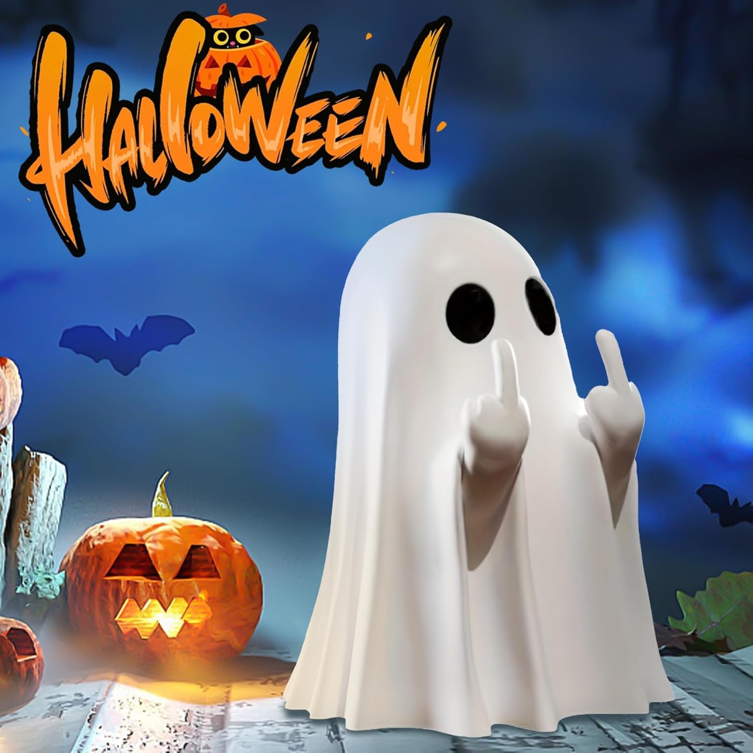 Halloween Ghost Figurine Ghost Decor, Funny Ghost Statue, Cute Ghost Figurine, Ghost Statue Halloween Decoration for Gift Props Tabletop Home Decor New Year'S Gifts
