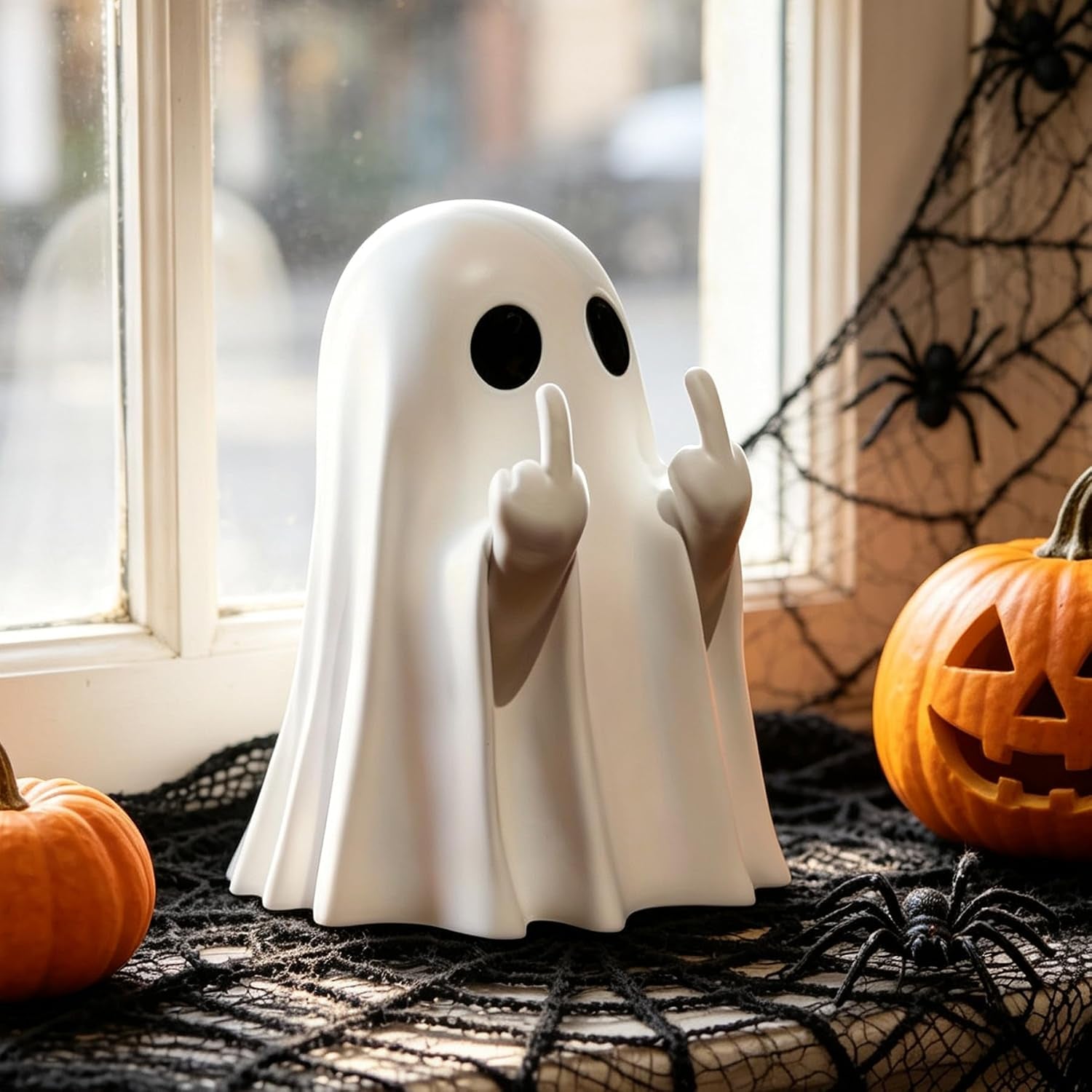 Halloween Ghost Figurine Ghost Decor, Funny Ghost Statue, Cute Ghost Figurine, Ghost Statue Halloween Decoration for Gift Props Tabletop Home Decor New Year'S Gifts