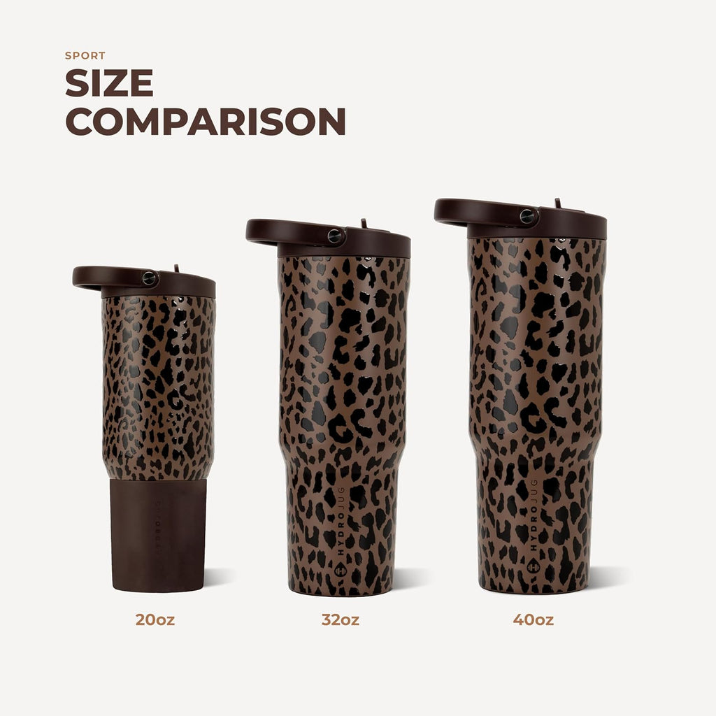 Sport 40 Oz Insulated Stainless Steel Water Bottle, Brown Leopard