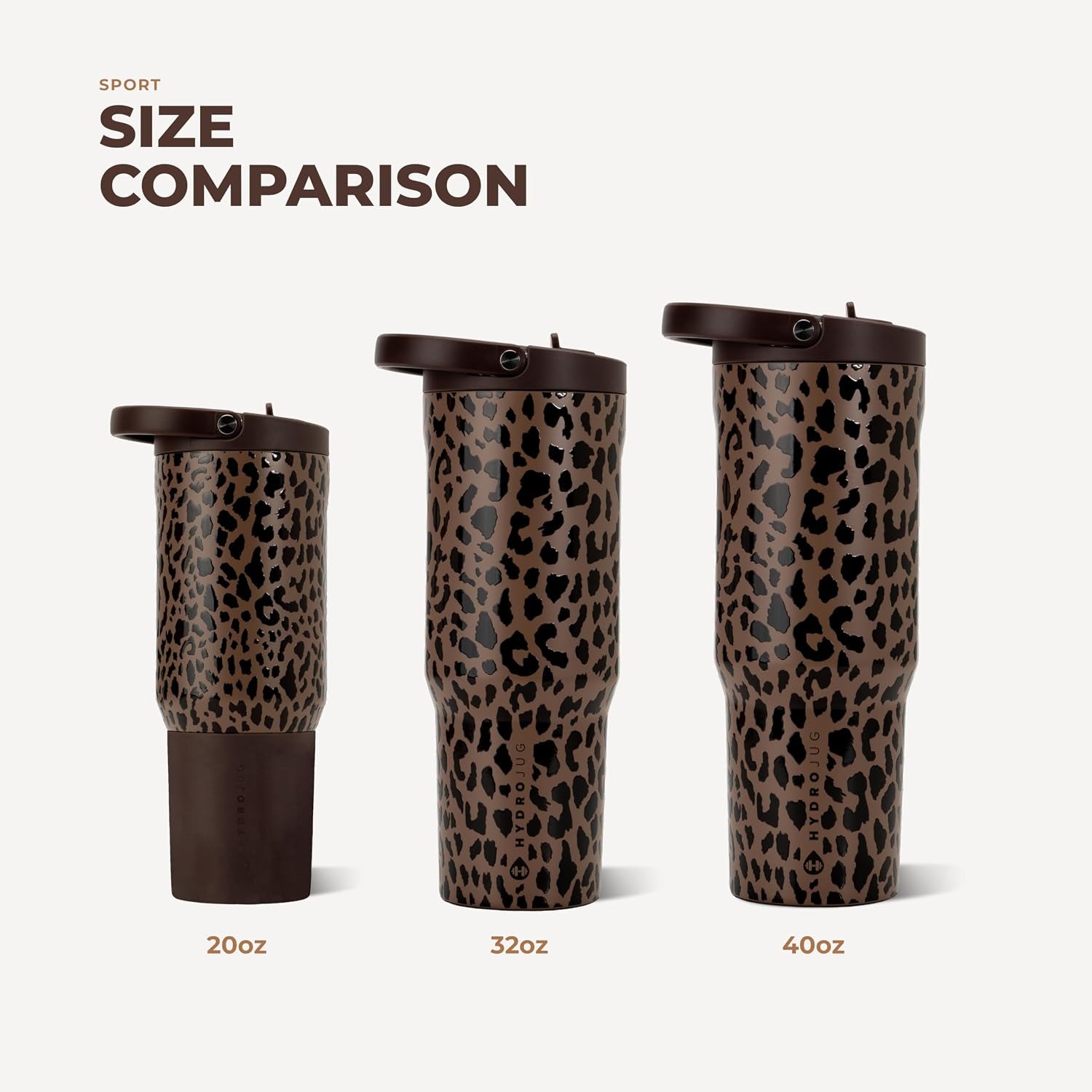 Sport 40 Oz Insulated Stainless Steel Water Bottle, Brown Leopard