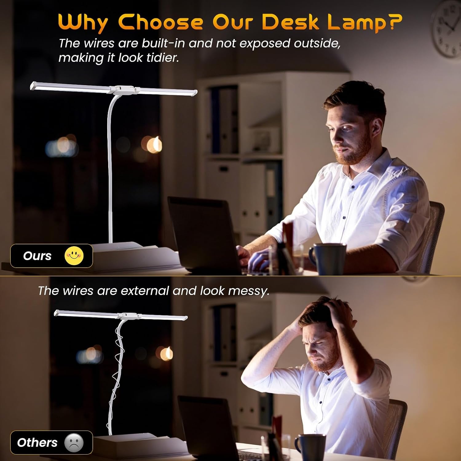 LED Desk Lamp for Office Dorm Home - Eye Caring Desk Light Extra-Wide Lighting Coverage Gooseneck Dimmable Table Lamp, No Assembly Required