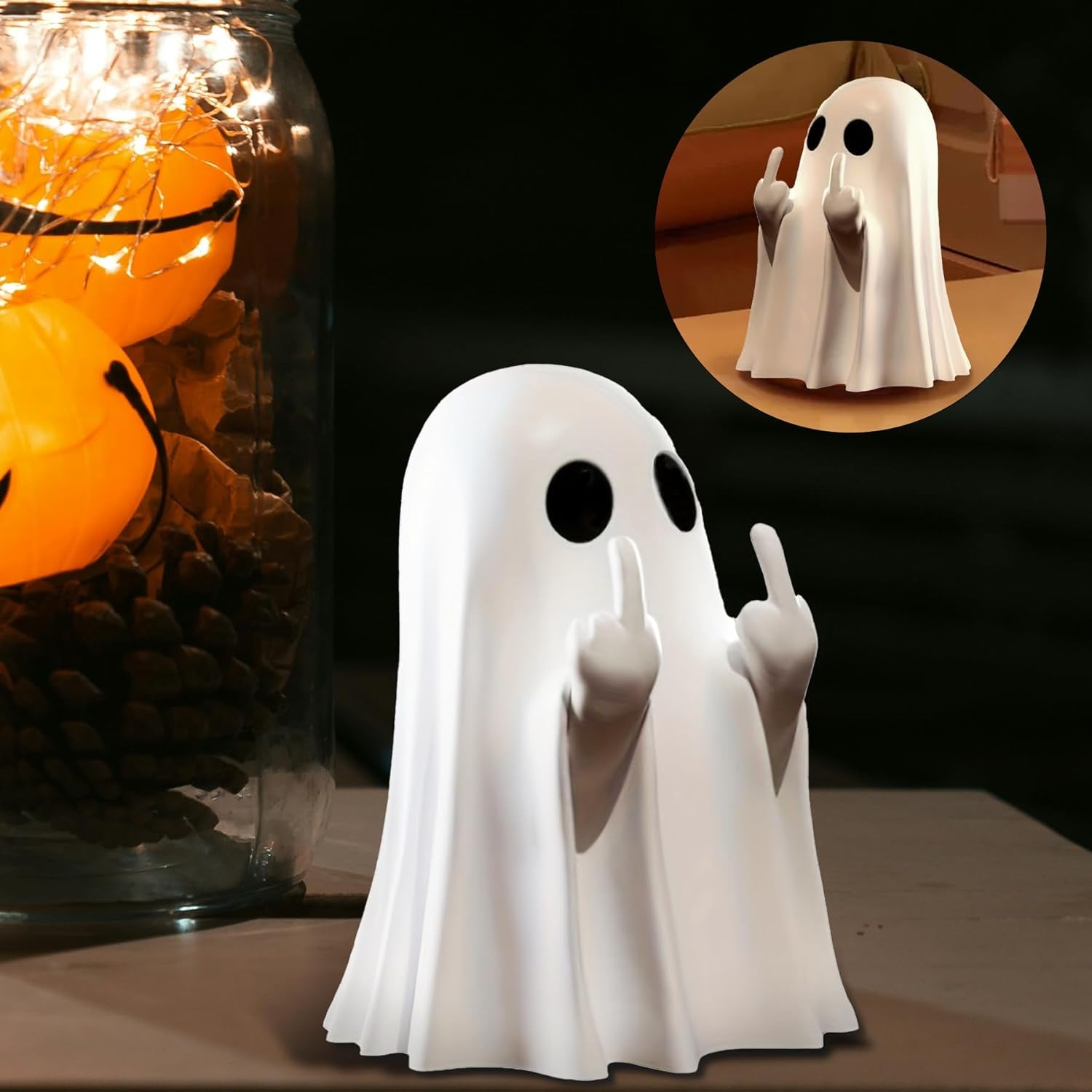 Halloween Ghost Figurine Ghost Decor, Funny Ghost Statue, Cute Ghost Figurine, Ghost Statue Halloween Decoration for Gift Props Tabletop Home Decor New Year'S Gifts