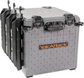Blackpak Pro 13" X 13" Fishing Crate with 3 Rod Holders - Battleship Grey | Compact Tackle Storage Box & Gear Organizer for Kayaks | Lightweight, Durable & Customizable Marine Accessory