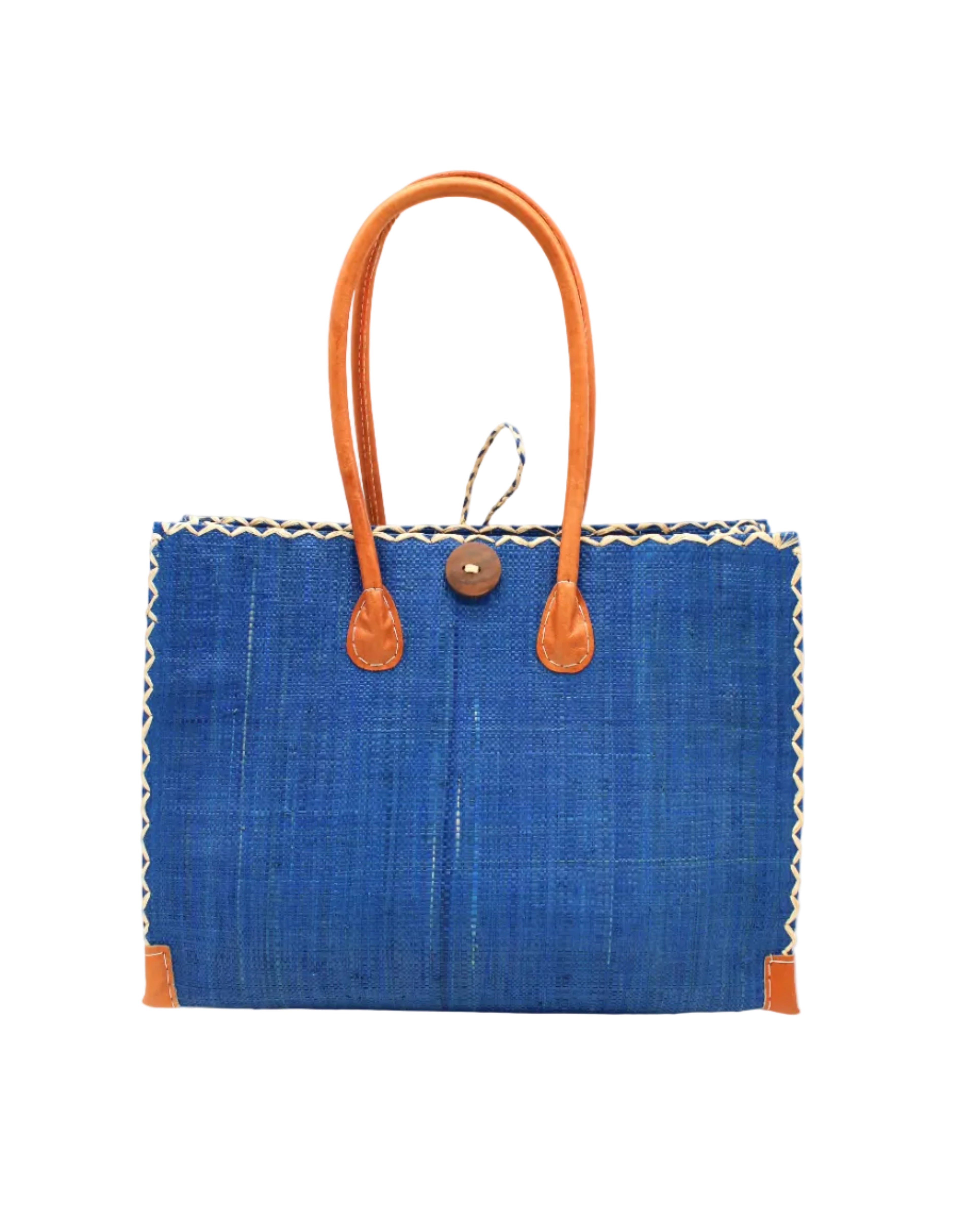 Zafran Solid Color Raffia Straw Beach Bag - 3 Sizes