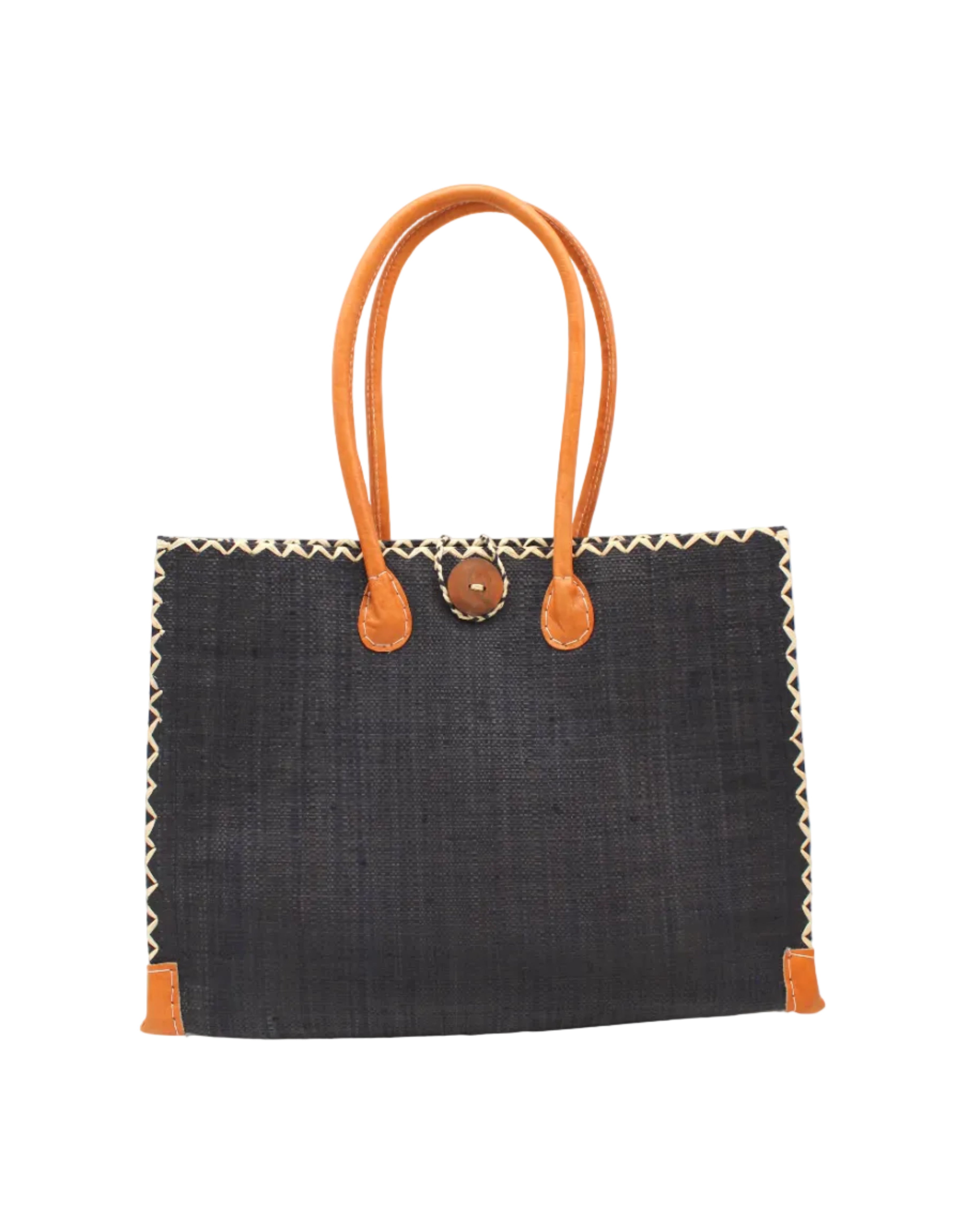 Zafran Solid Color Raffia Straw Beach Bag - 3 Sizes