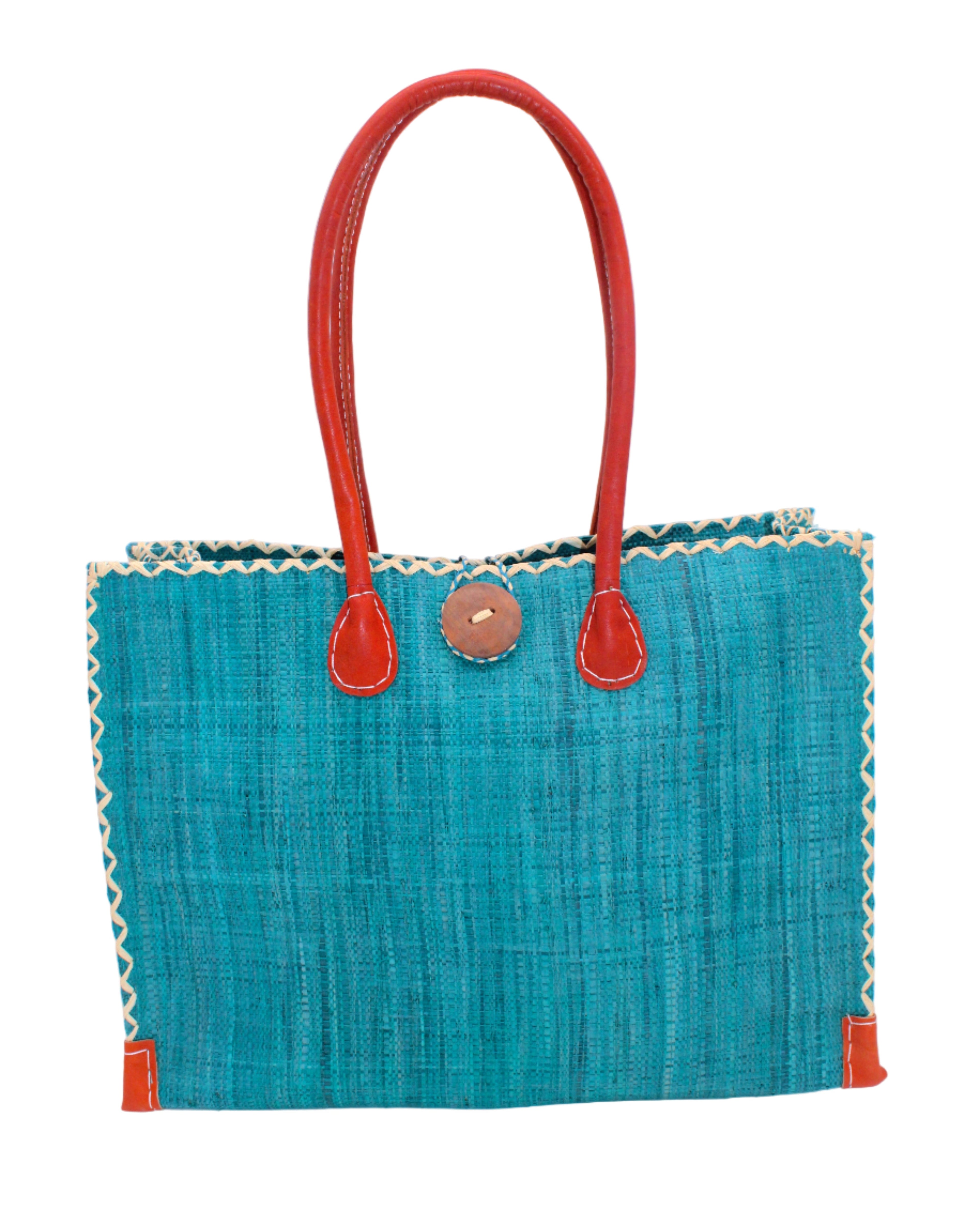 Zafran Solid Color Raffia Straw Beach Bag - 3 Sizes