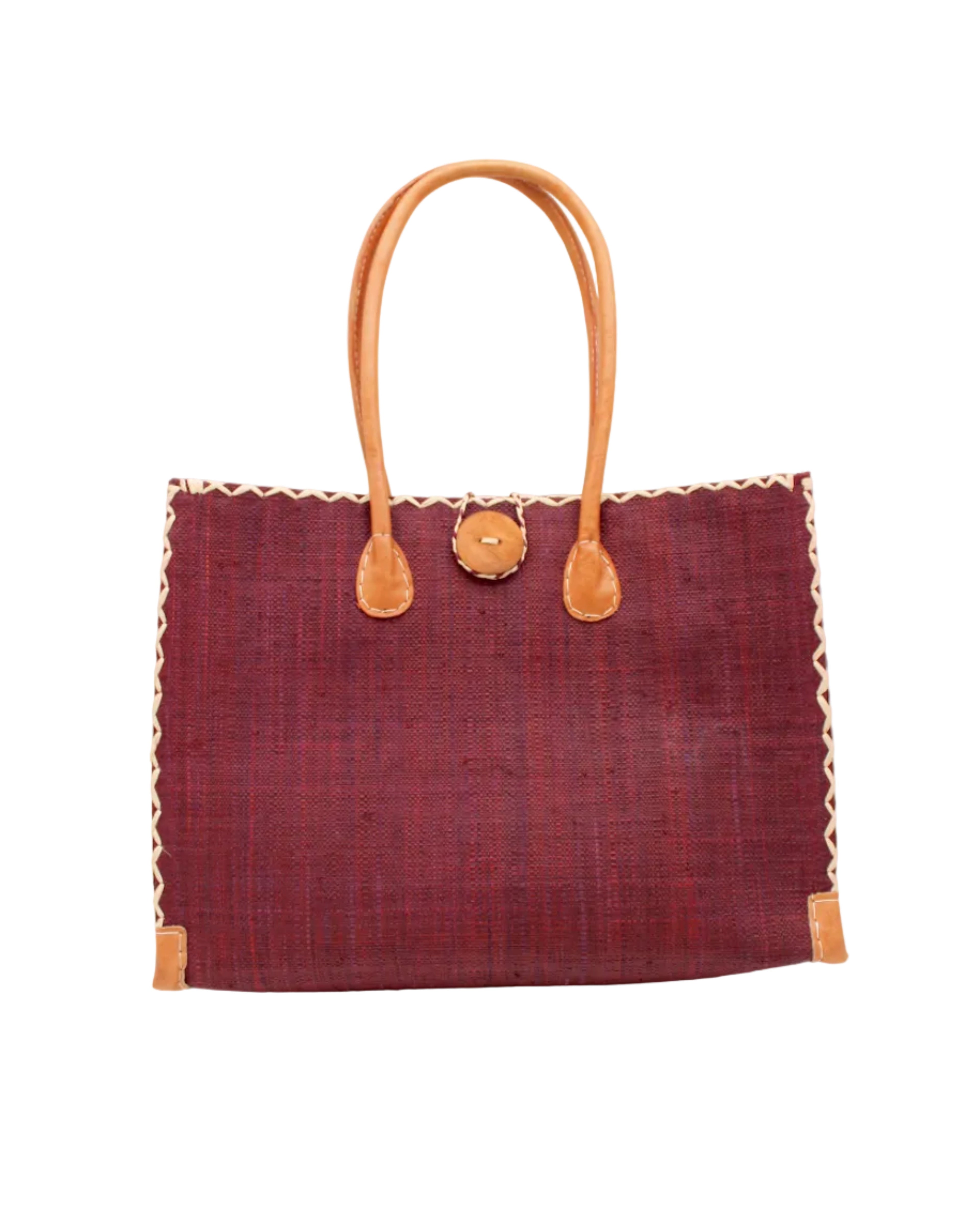 Zafran Solid Color Raffia Straw Beach Bag - 3 Sizes