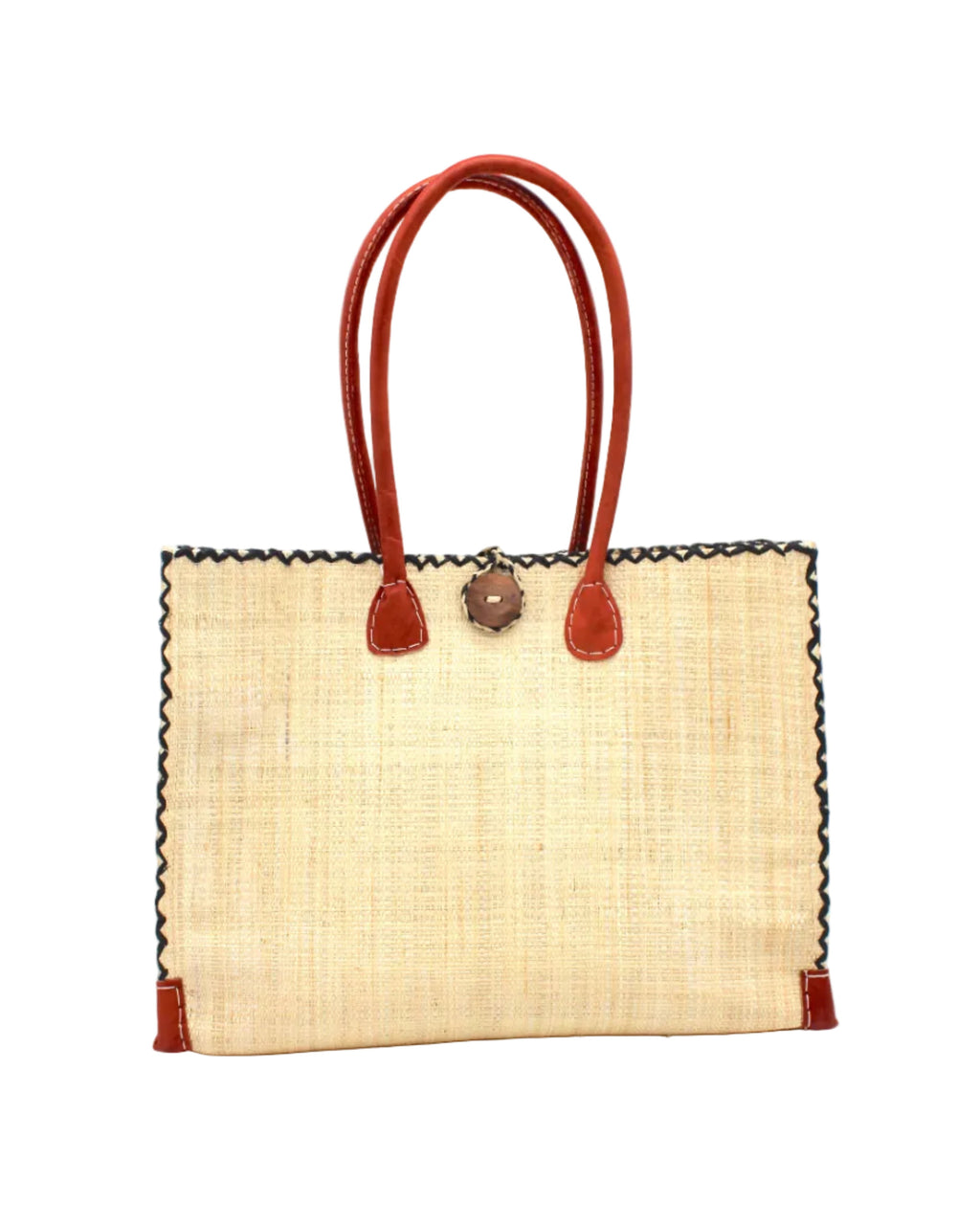 Zafran Solid Color Raffia Straw Beach Bag - 3 Sizes