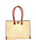 Zafran Solid Color Raffia Straw Beach Bag - 3 Sizes