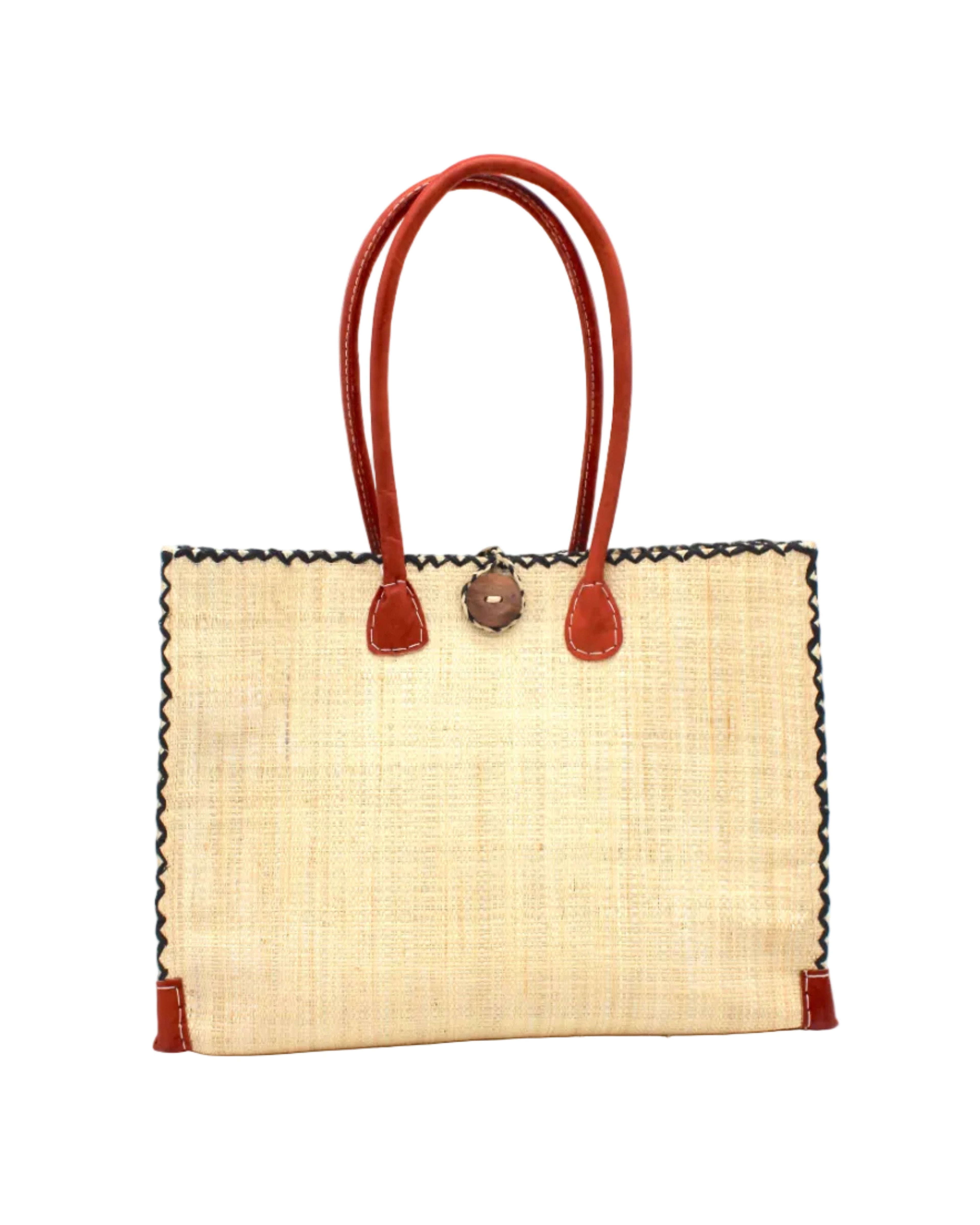 Zafran Solid Color Raffia Straw Beach Bag - 3 Sizes