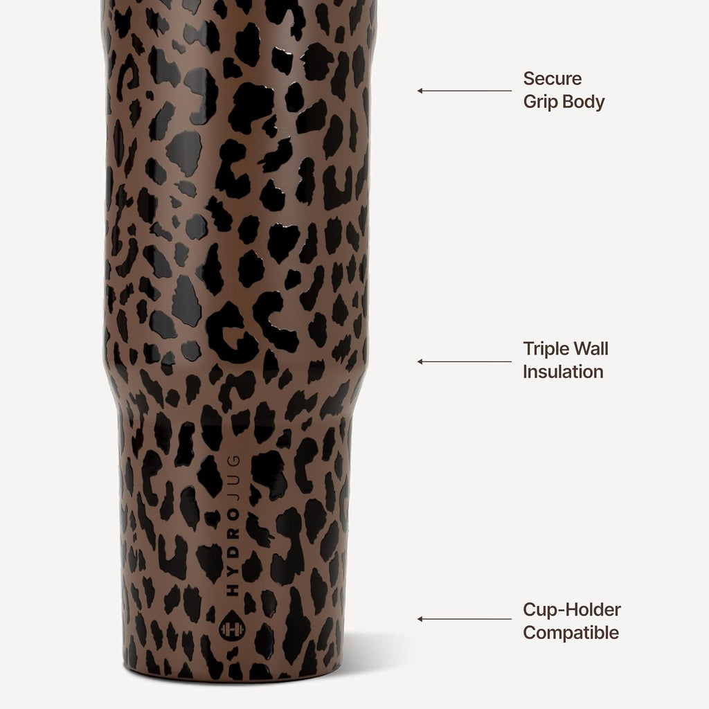 Sport 40 Oz Insulated Stainless Steel Water Bottle, Brown Leopard
