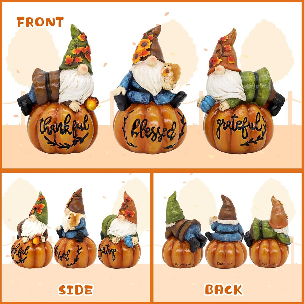 Thanksgiving Gnomes Fall Decorations for Home, Fall Gnomes Resin Pumpkin Figurine Thanksgiving Table Decor, Autumn Garden Farmhouse Decor Fall Gifts