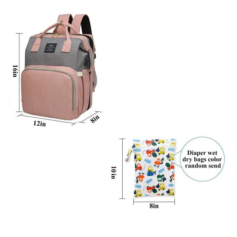 Baby Diaper Bags Backpack with Changing Station(Pink-Grey)