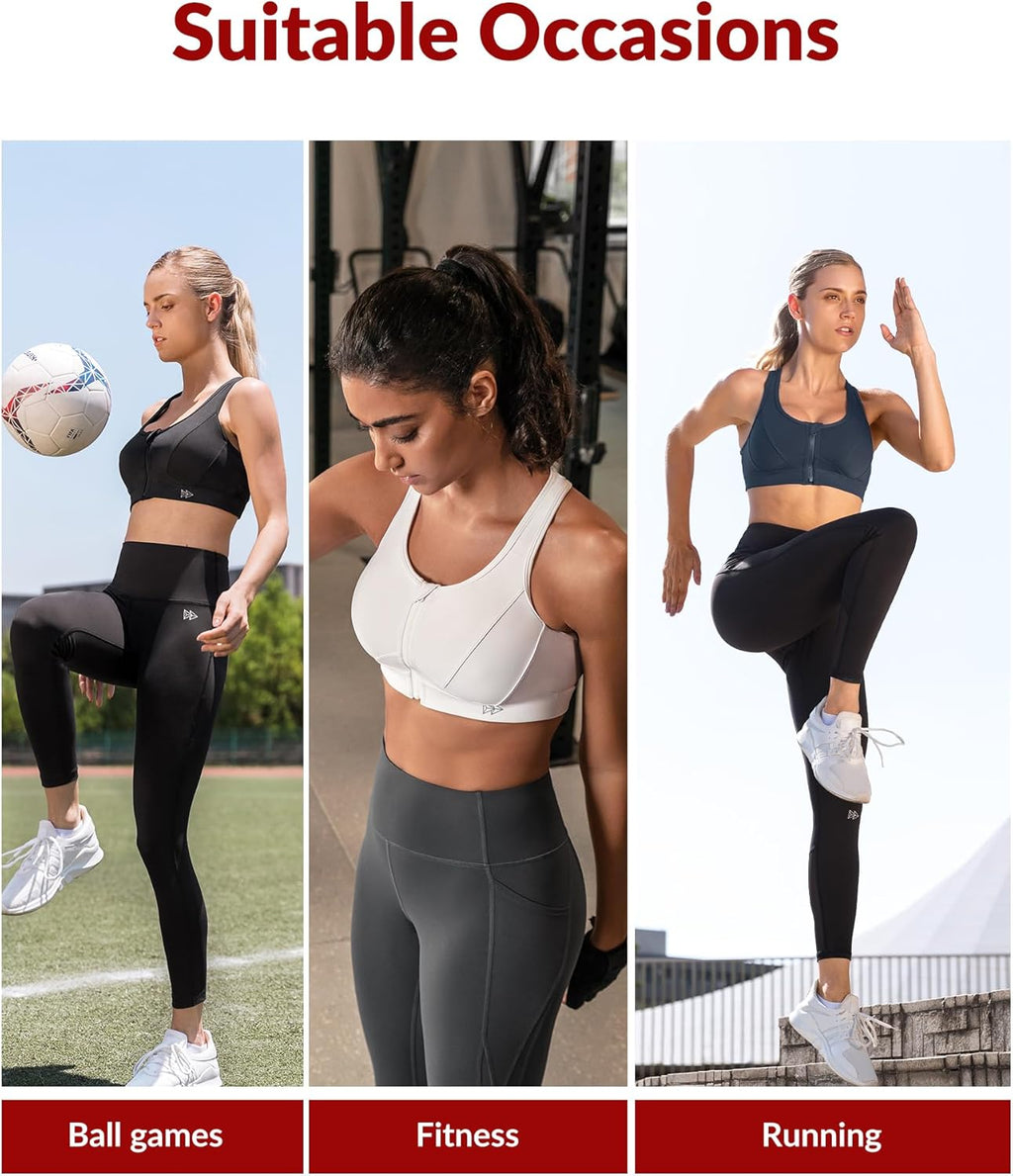 Zip Front High Impact Sports Bra for Large Bust