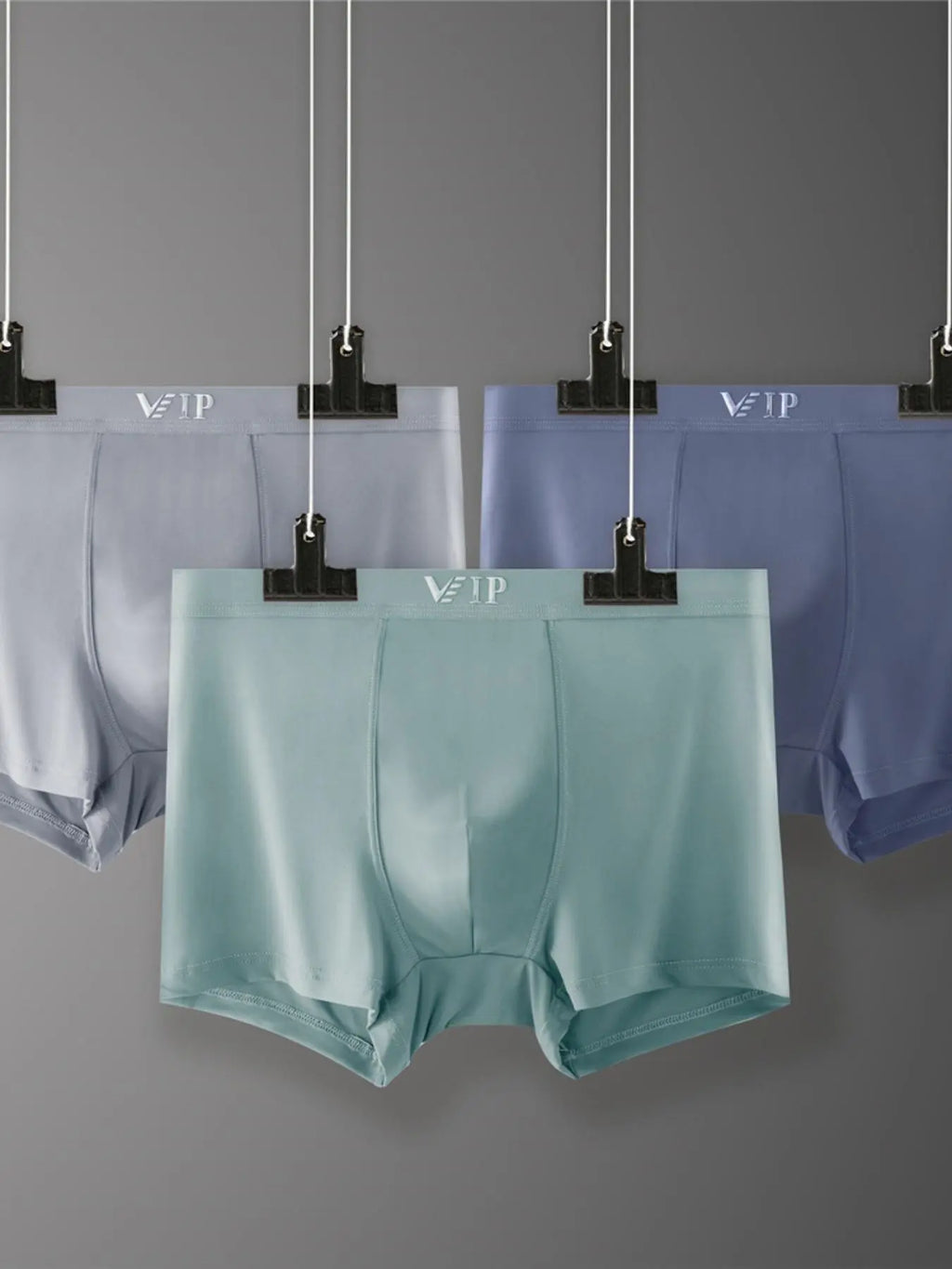 Men'S "VIP" Letter Solid Breathable Boxer Briefs, Regular Fit Casual Stylish Panties, Fashion Comfortable Underwear Set, Summer Outfits 2024